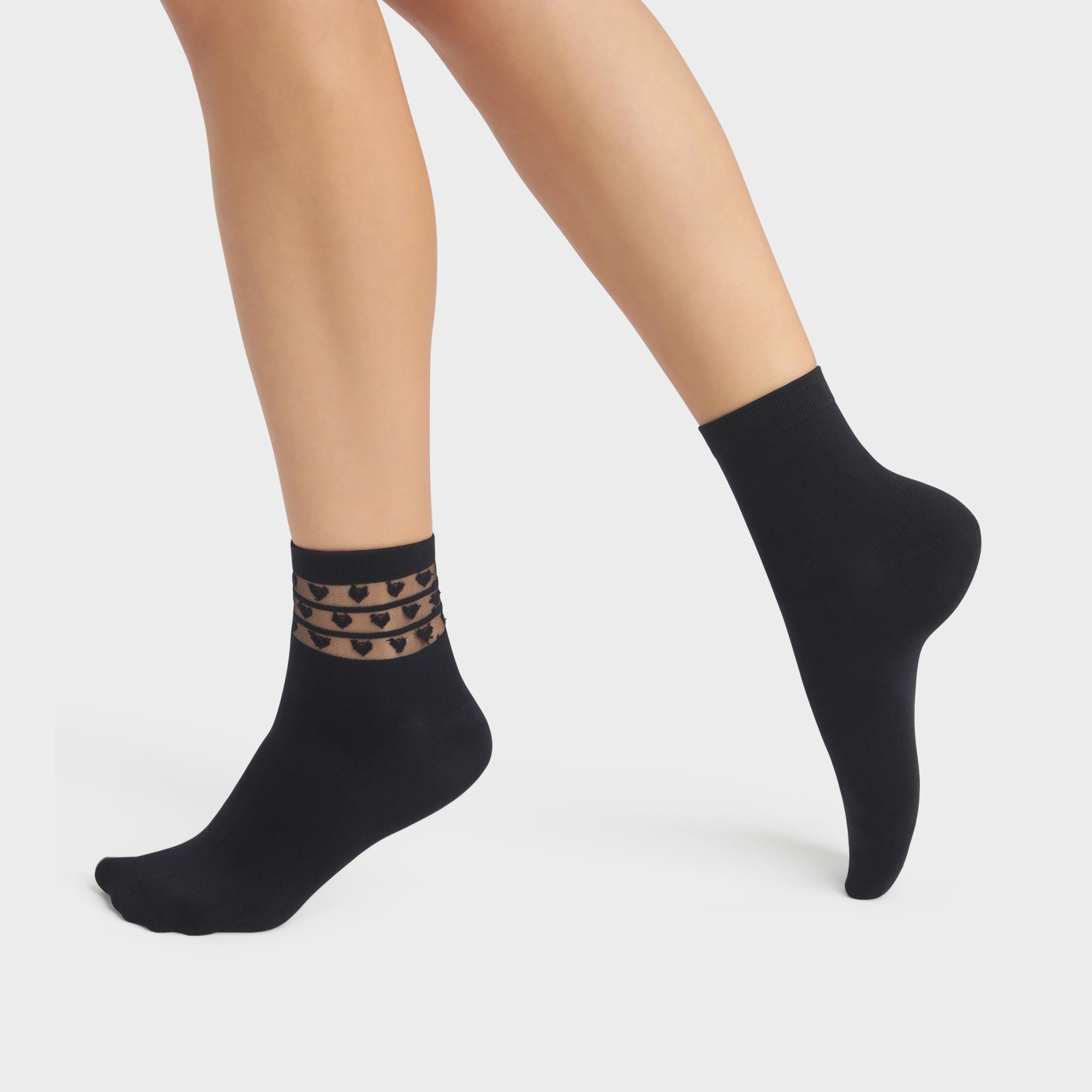 DIM Skin Style Fancy Hearts Calzini Neri x2