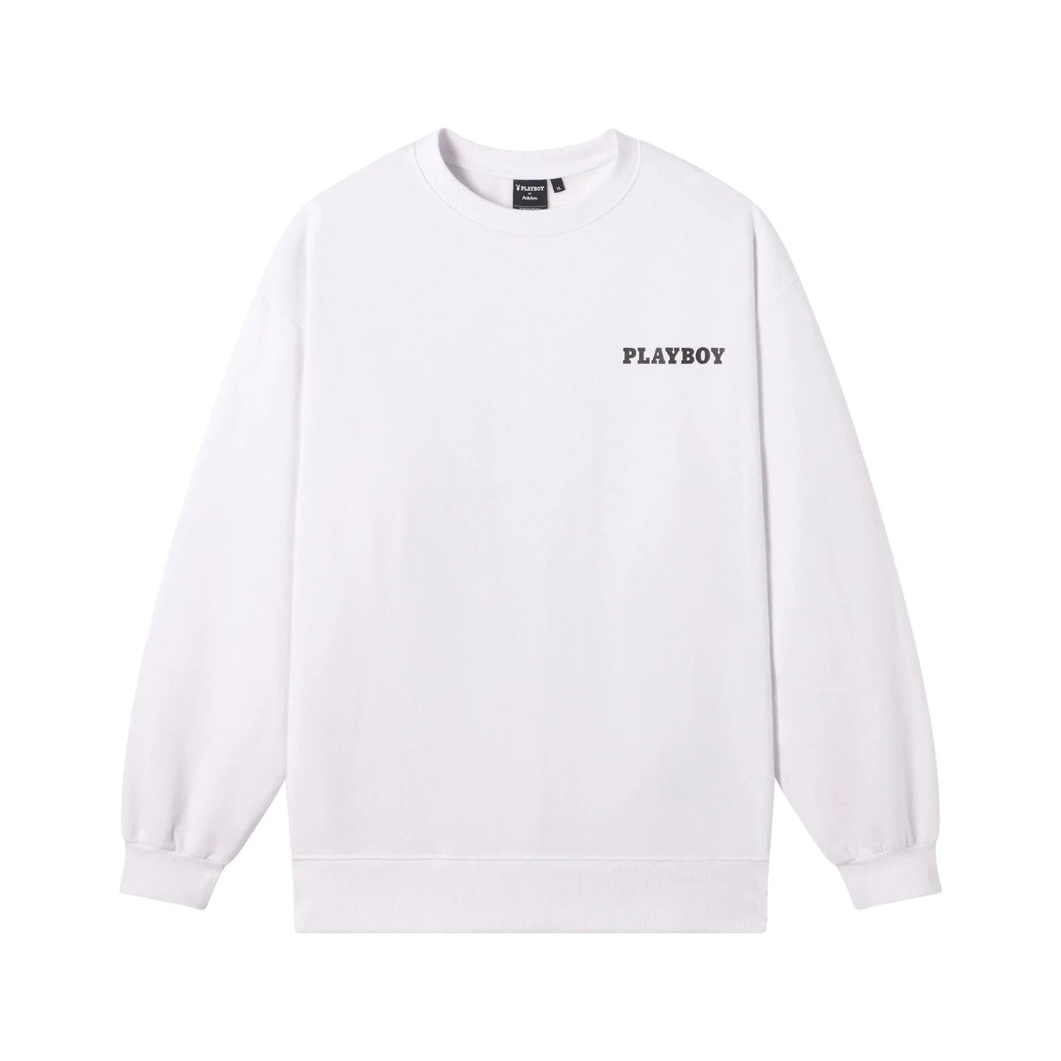 Playboy Peaches Script Crewneck felpa girocollo bianca