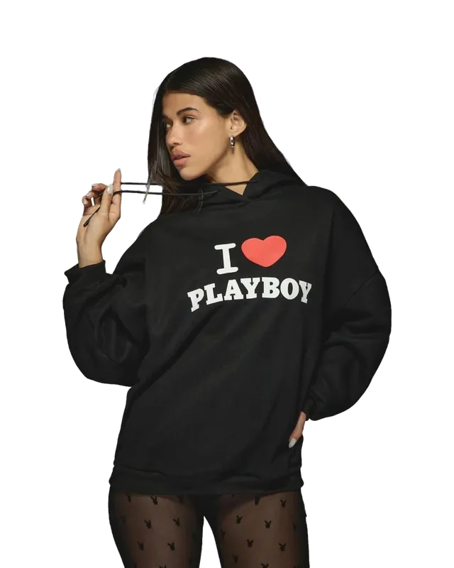 Playboy Missguided I Love Playboy felpa cappuccio casual