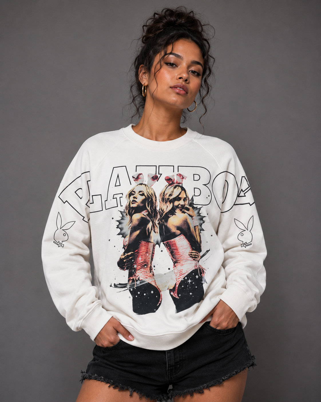 Playboy Twins Sweatshirt felpa cotone vintage black