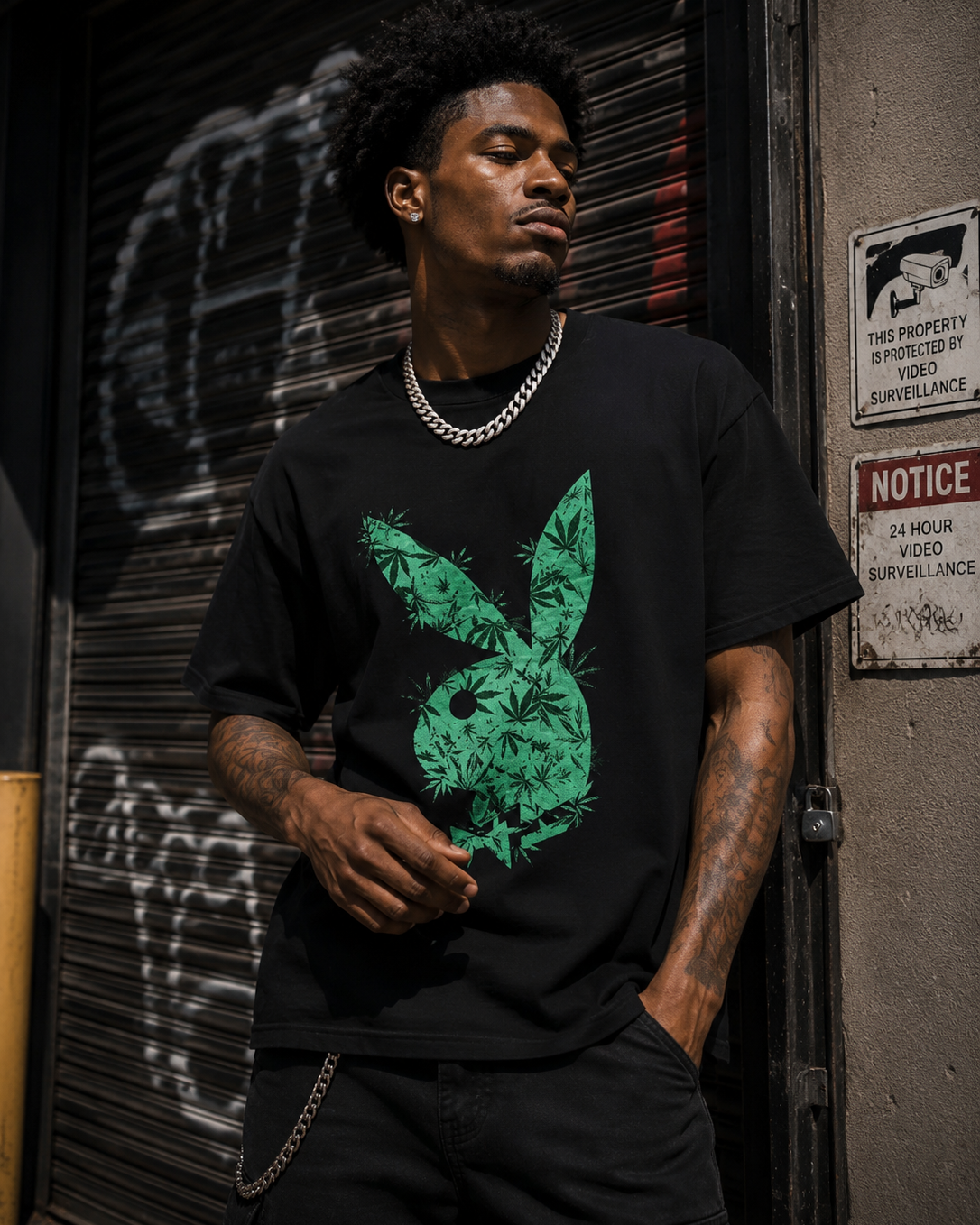 Playboy High Bunny Tee t-shirt nera cotone