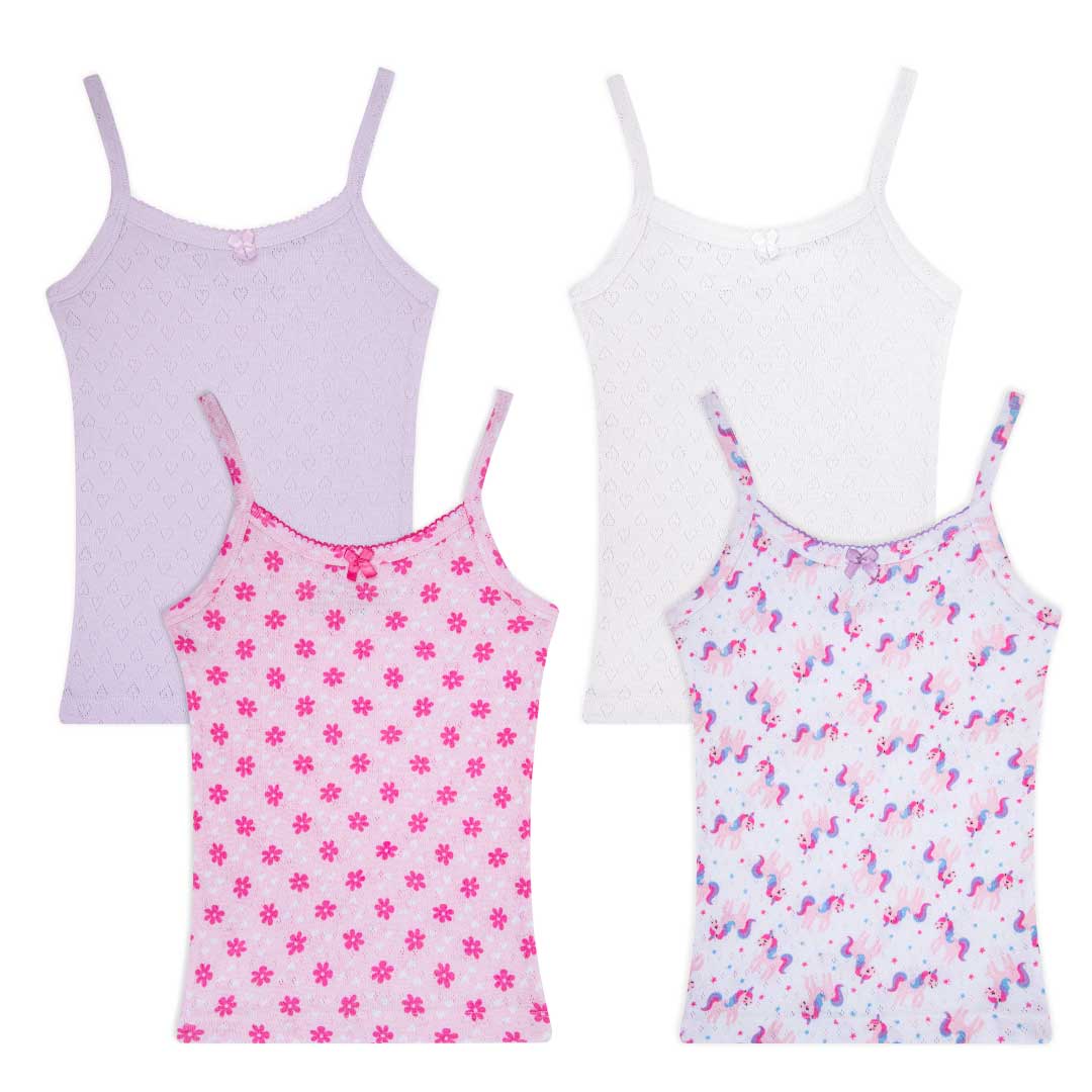 René Rofé 4 Pack Girls Camisoles canottiera cotone unicorno 2T