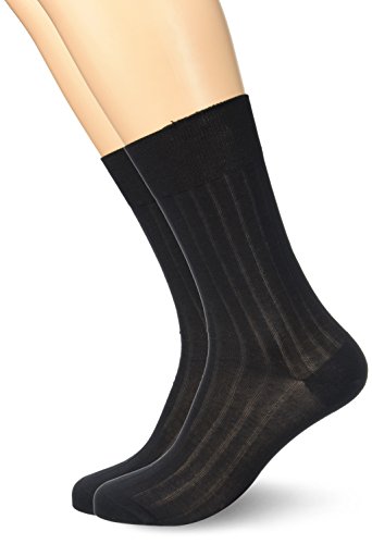 DIM Filo di Scozia Fini calzini uomo blu navy 39-42 x2 seta