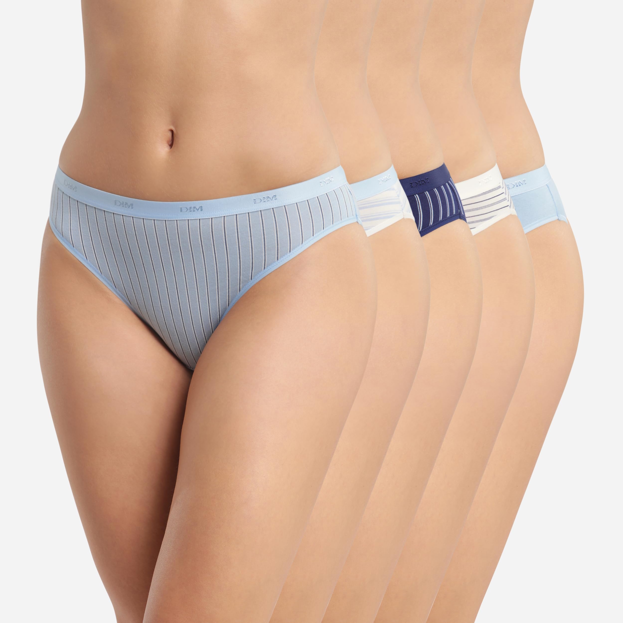 DIM Pockets slip cotone donna x5 blu bianco S elasticizzato