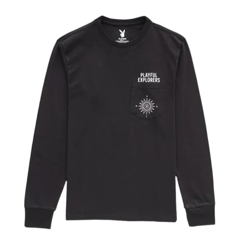 Playboy Compass maglia manica lunga bianca cotone unisex