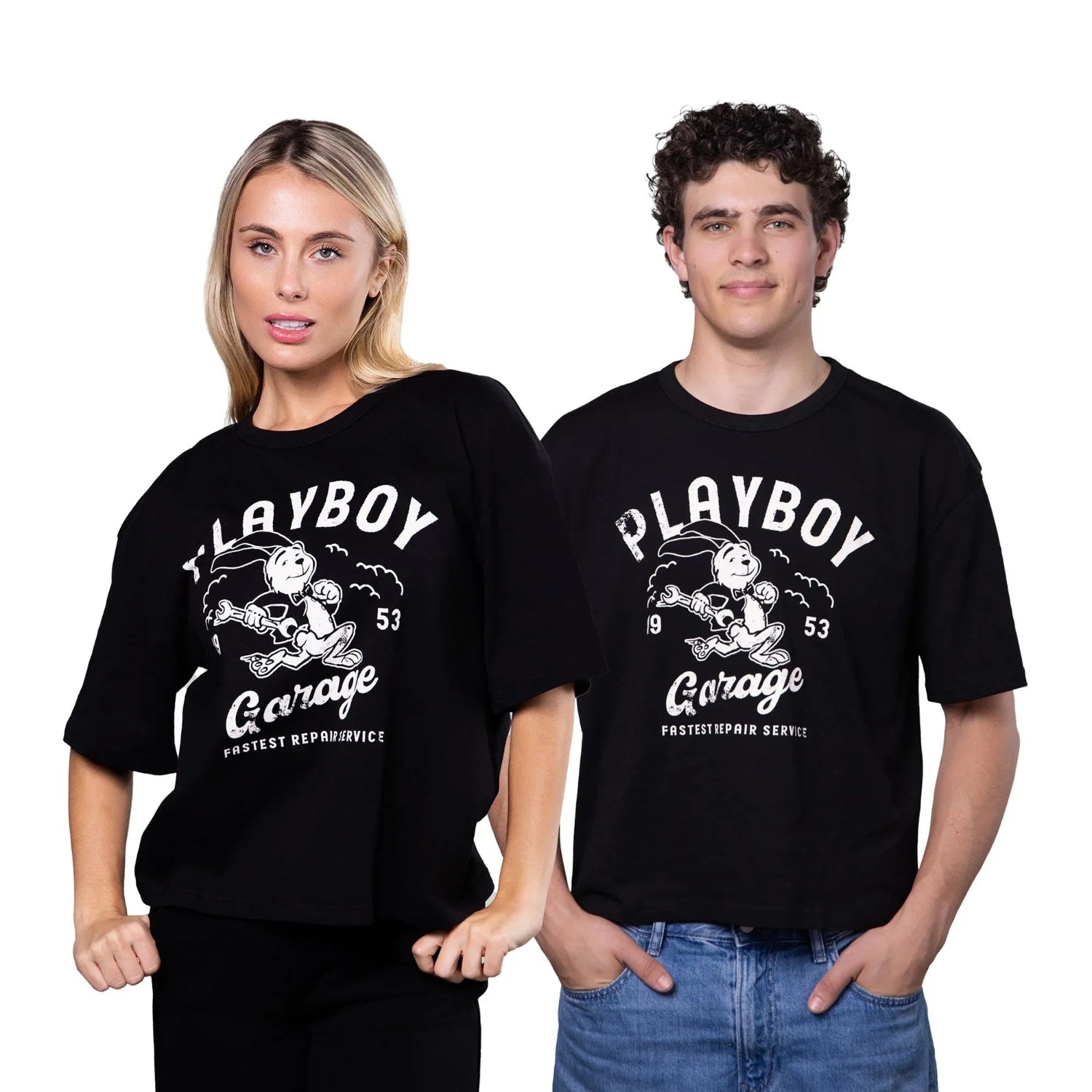 Playboy Repairs t-shirt bianca cotone oversize S