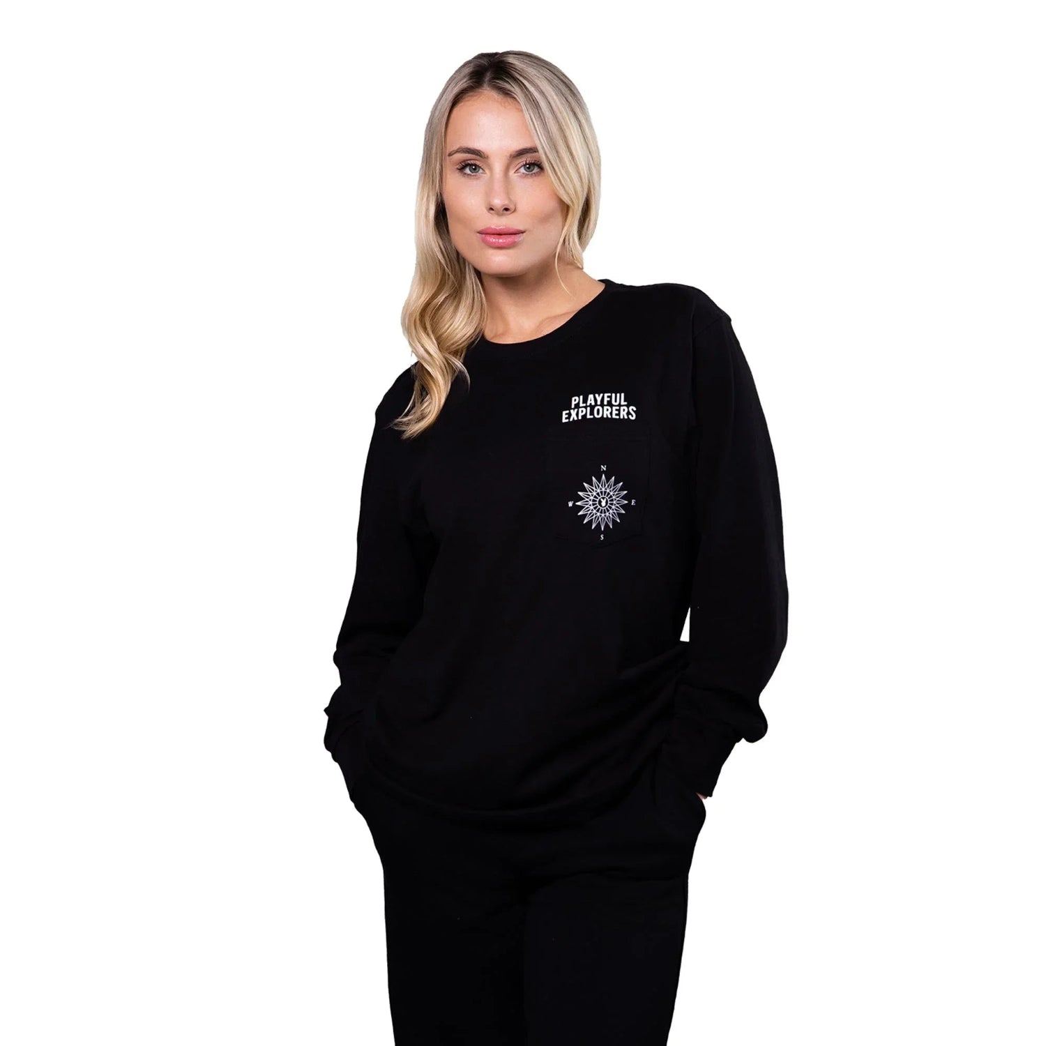 Playboy Compass maglia manica lunga bianca cotone unisex