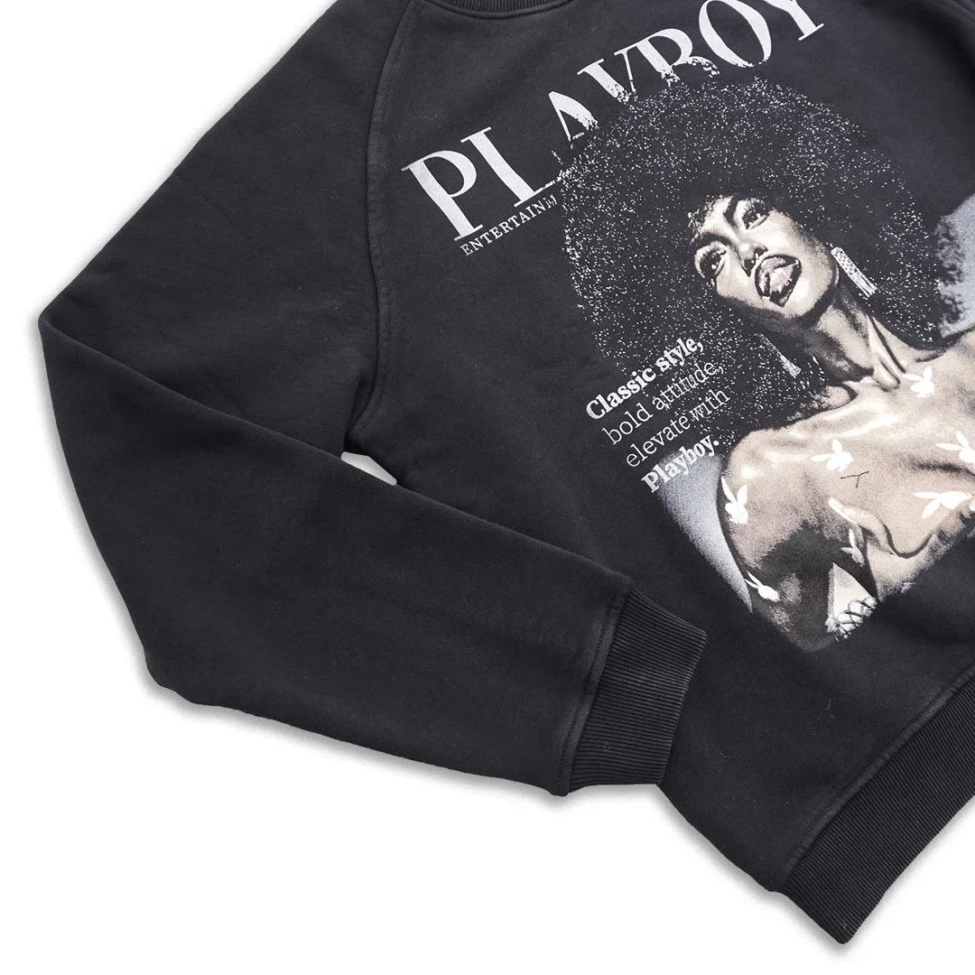 Playboy Class felpa girocollo cotone nera