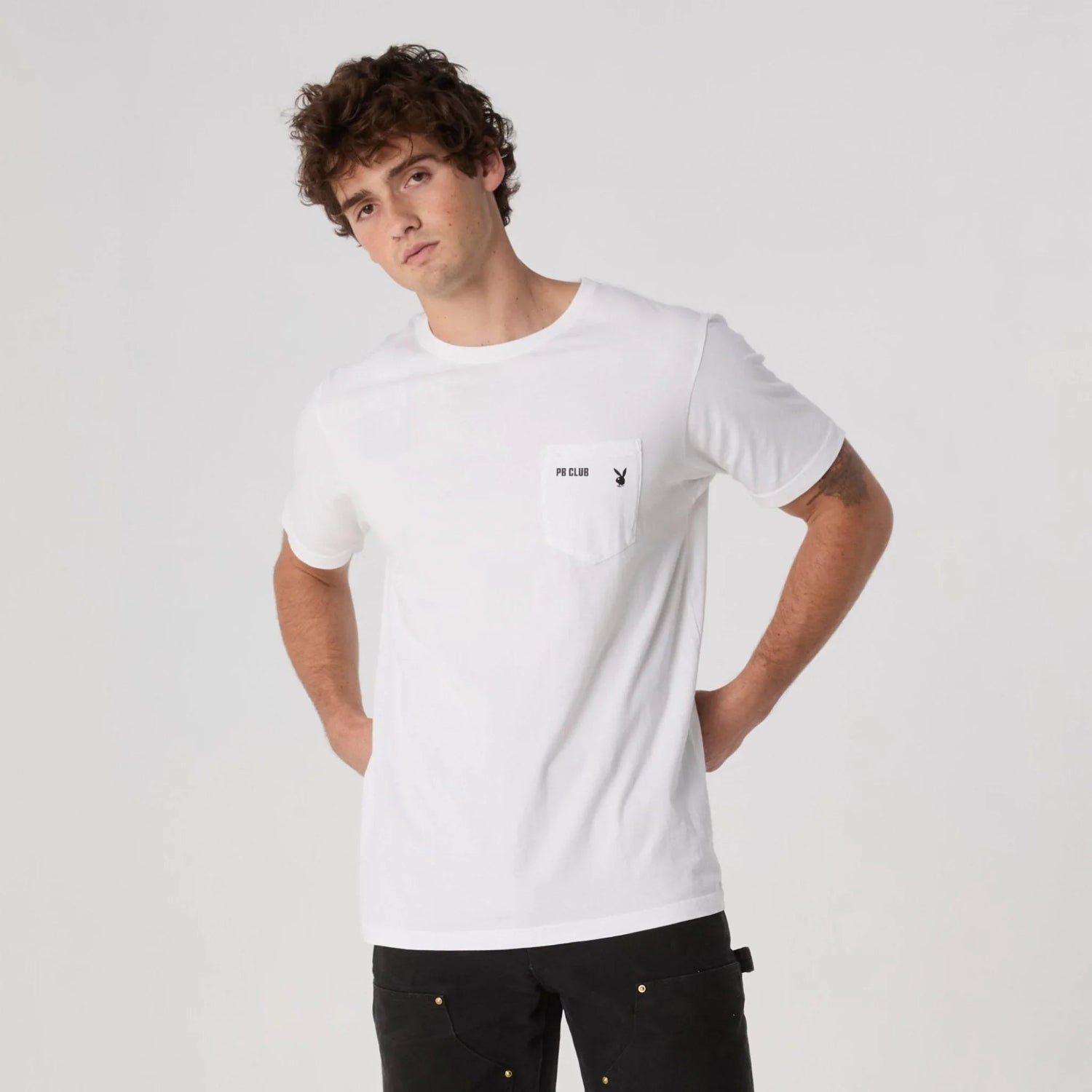 Playboy Club Pocket Tee t-shirt nera cotone