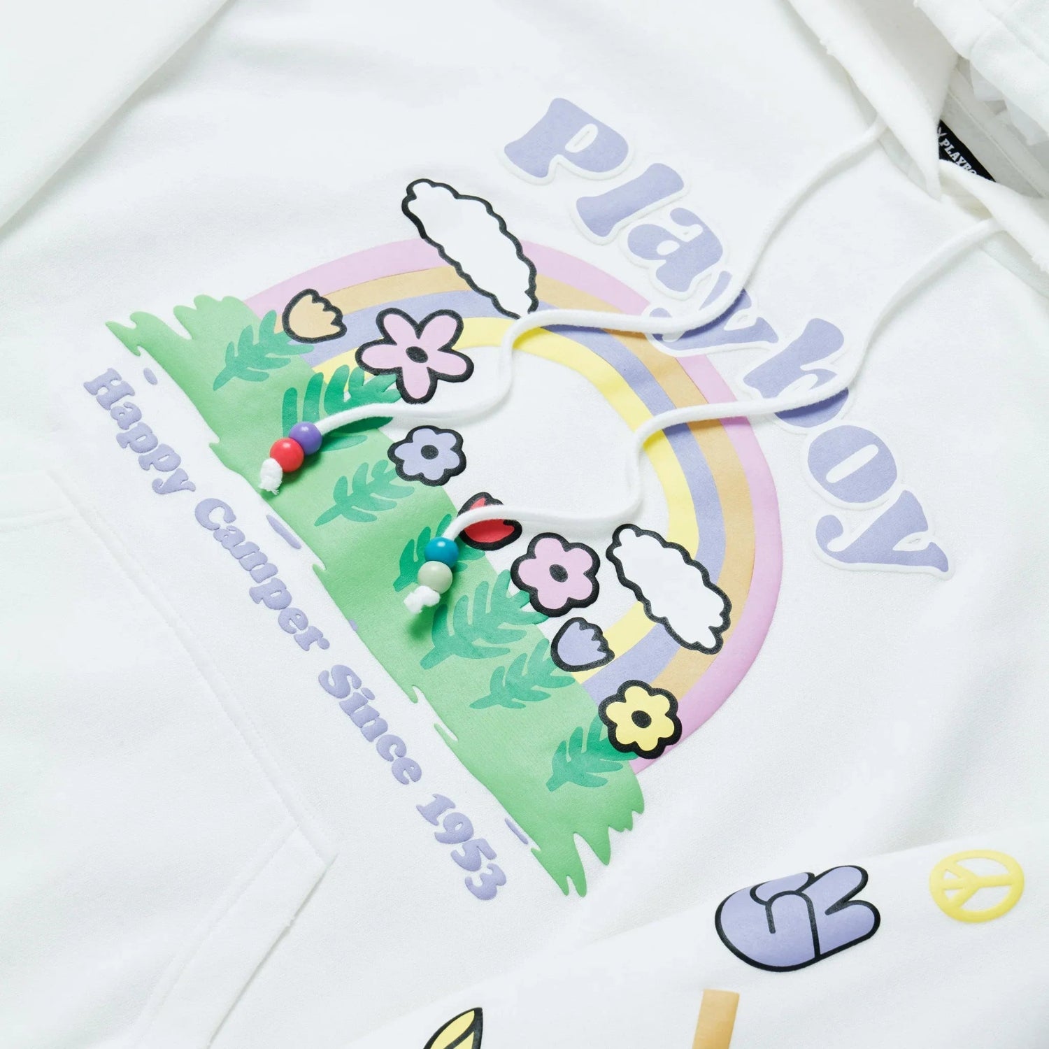 Playboy Beaded Rainbow felpa cappuccio donna bianca cotone