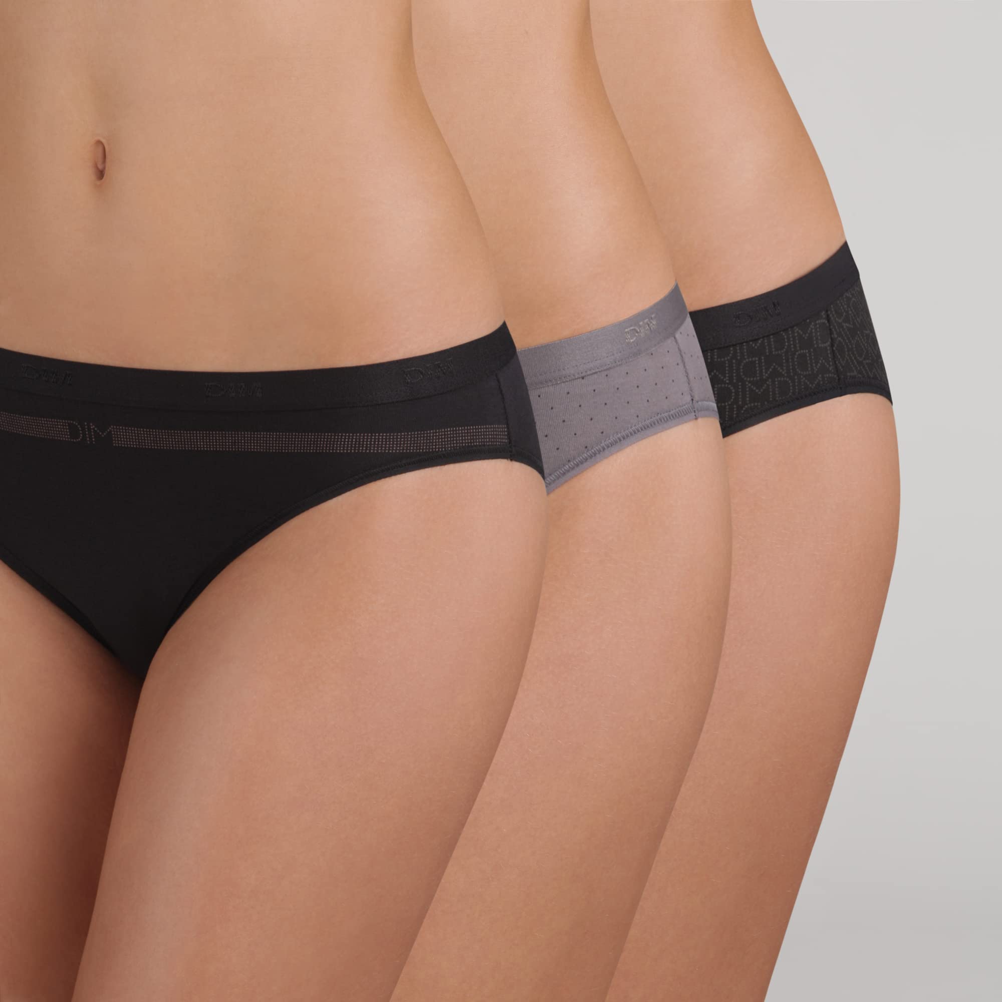 DIM Pockets Slip Donna x3 Cotone Nero Grigio Nero Elastico
