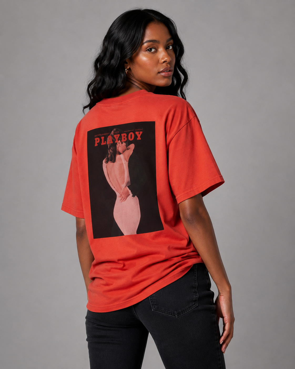 Playboy Kaya Cover t-shirt arancione cotone unisex