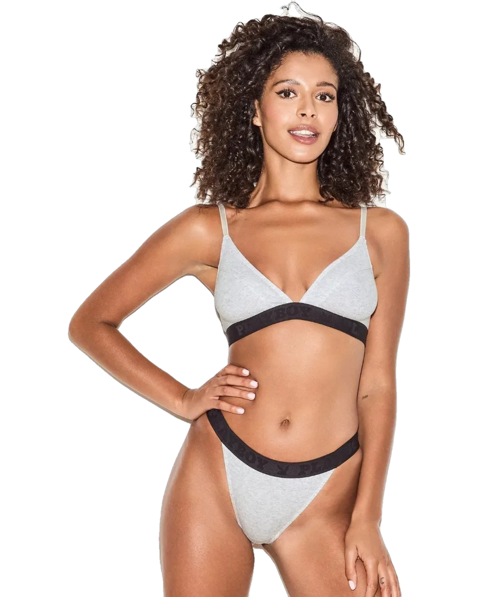 Playboy Essentials Rib Thong perizoma nero costina