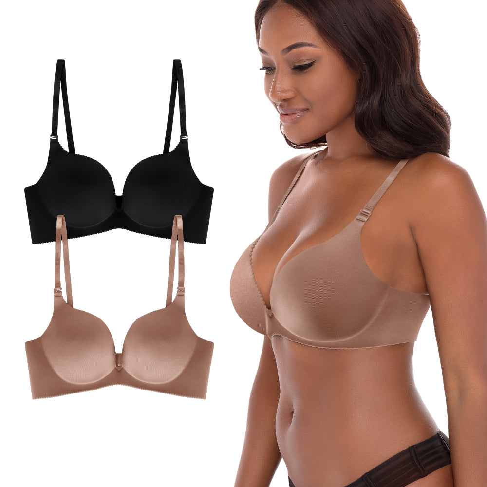 René Rofé reggiseno push-up senza ferretto 2 pack rosa