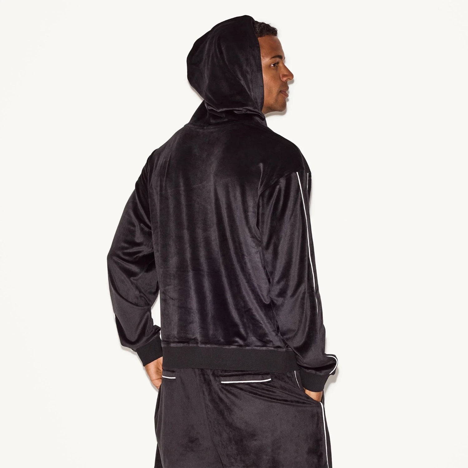 Playboy Velour Hoodie felpa velluto nera