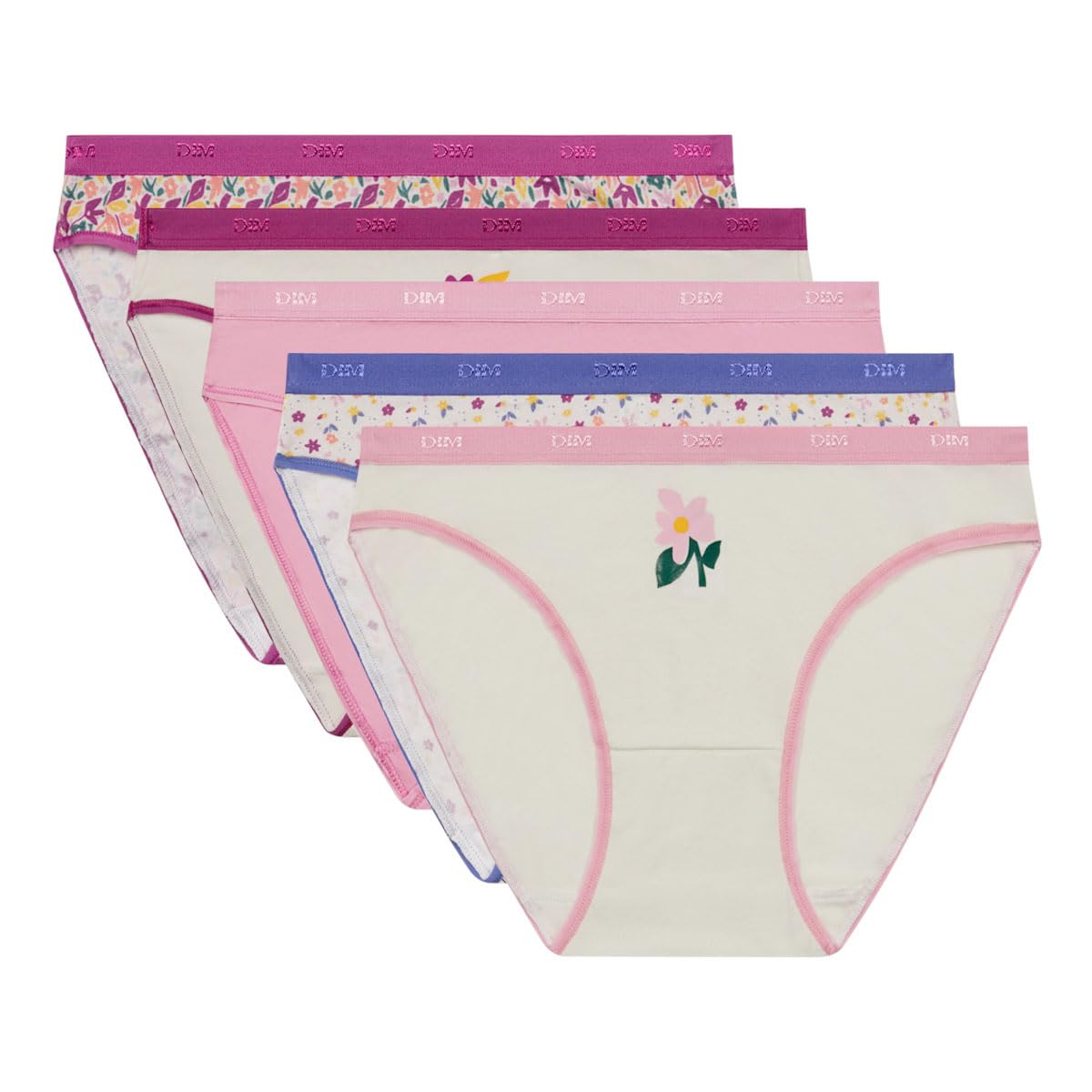 DIM Les Pockets slip cotone donna x5 rosso rosa bianco S
