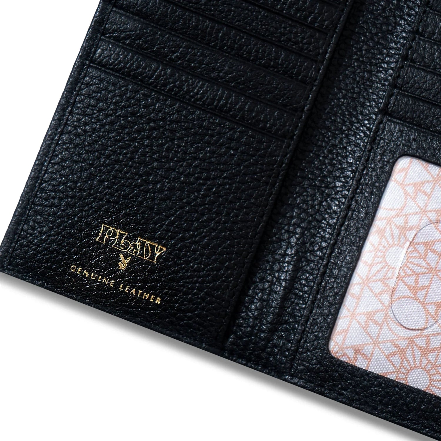 Playboy Trifold Wallet portafoglio pelle nero oro