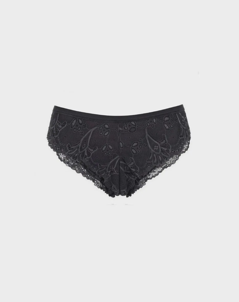 René Rofé Cheeky Slip Intimi 5 Pezzi in Pizzo Lavanda Nero