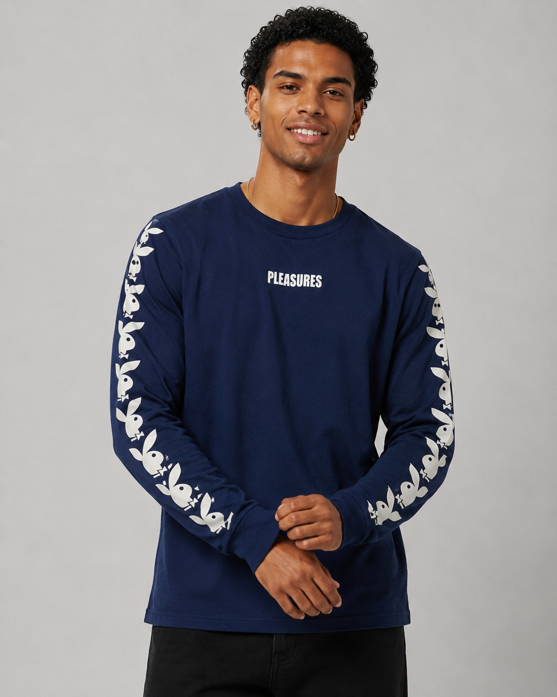 Playboy Pleasures Rabbit Head maglia manica lunga nera