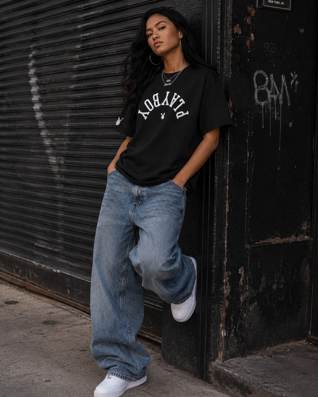 Playboy Upside Down Tee T-shirt Grigia logo rovesciato