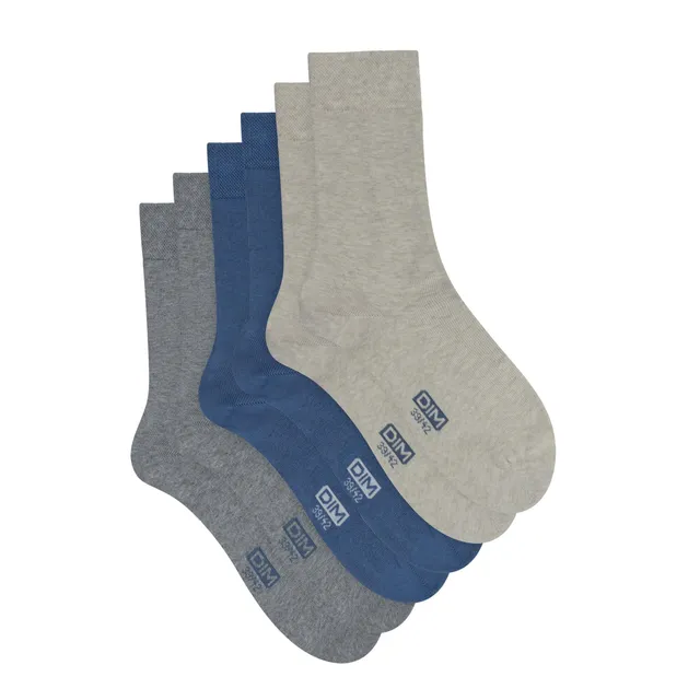 DIM Coton Set 3 Calzini Uomo 43-46 cotone traspirante