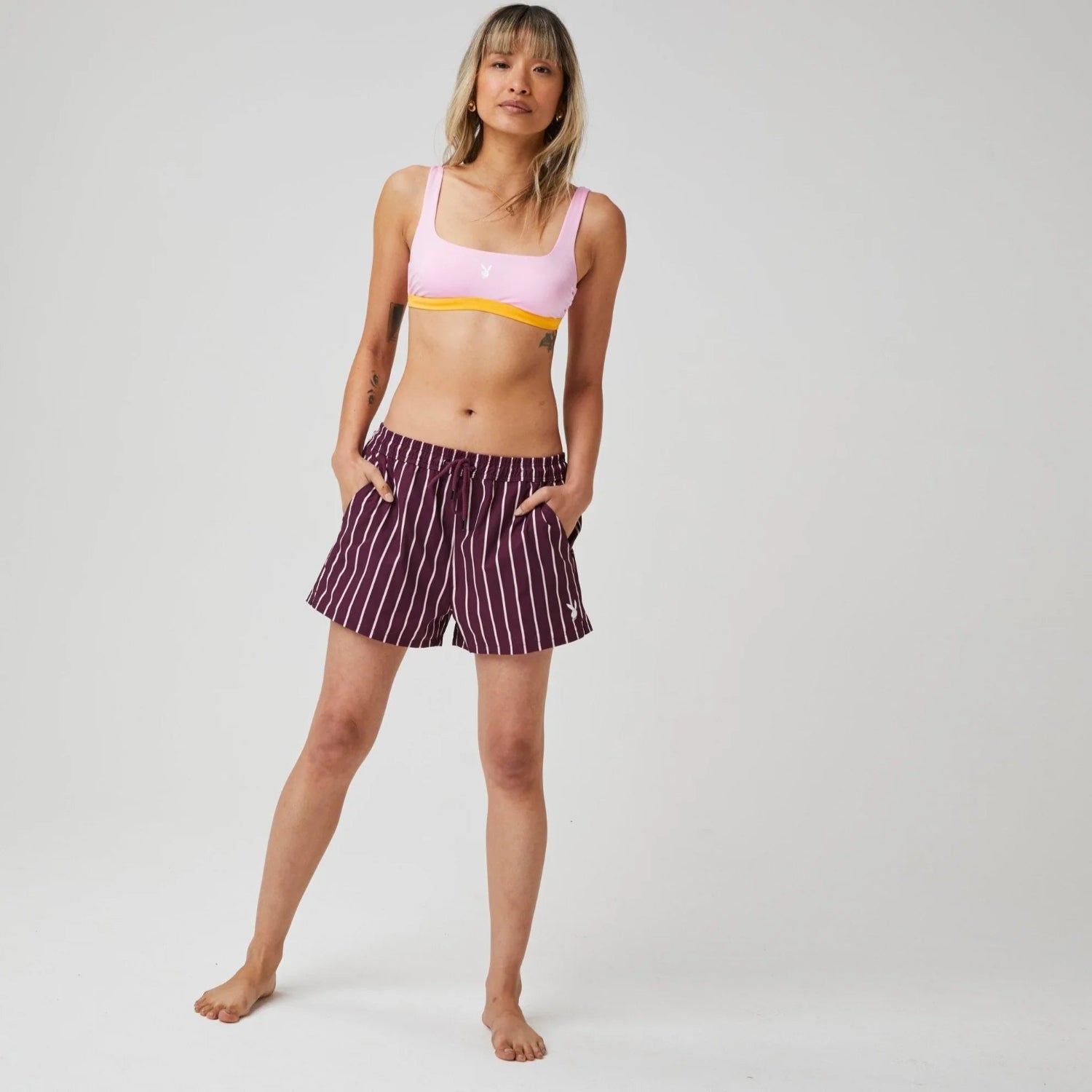 Playboy Shirting Strip boxer mare burgundy rigato