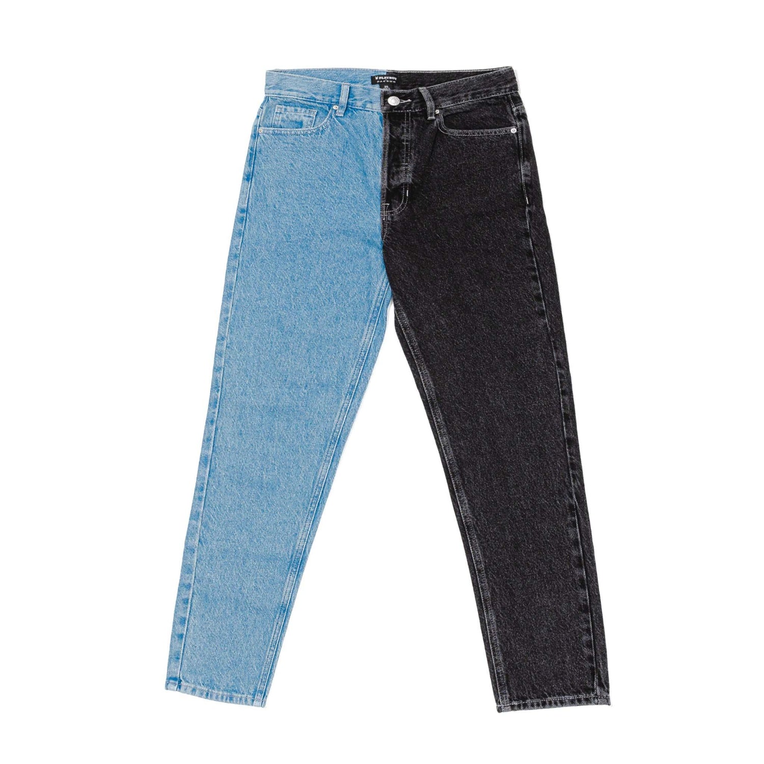 Playboy Two-Tone jeans donna vita altissima bicolore