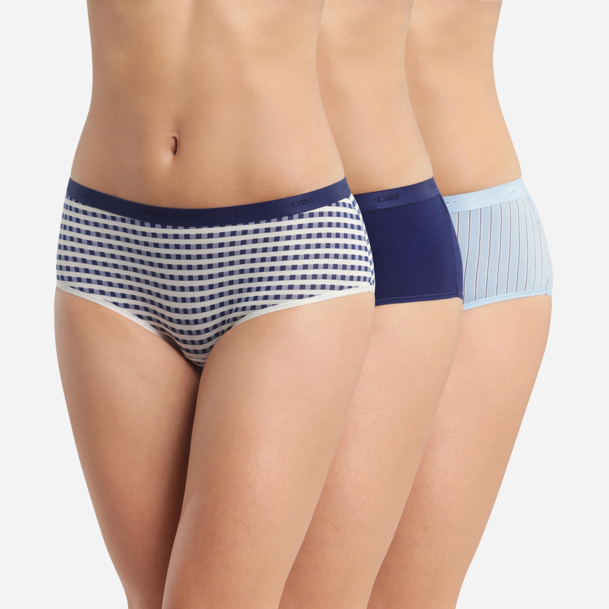 DIM Les Pockets culotte cotone x3 S nero blu grigio