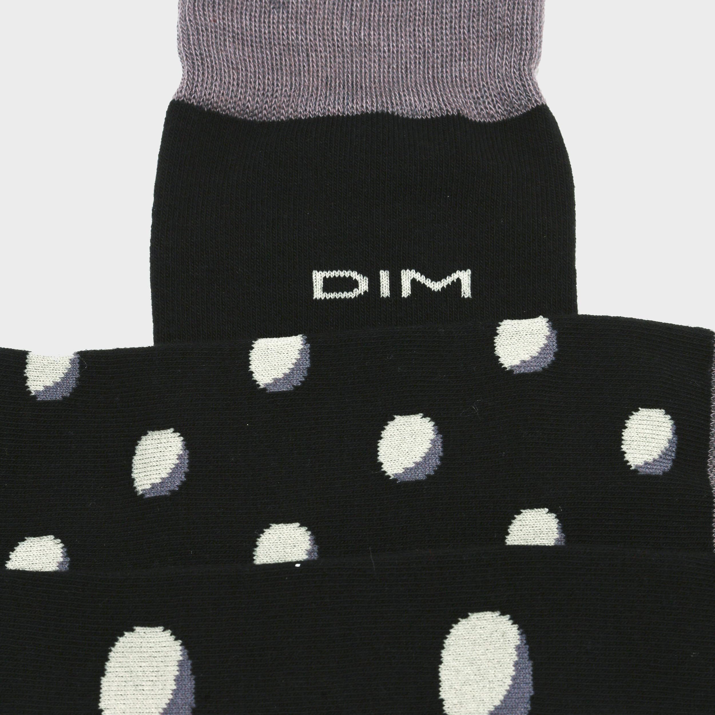 DIM Calzini Uomo Cotone Pois Nero Grigio 39-42 x3