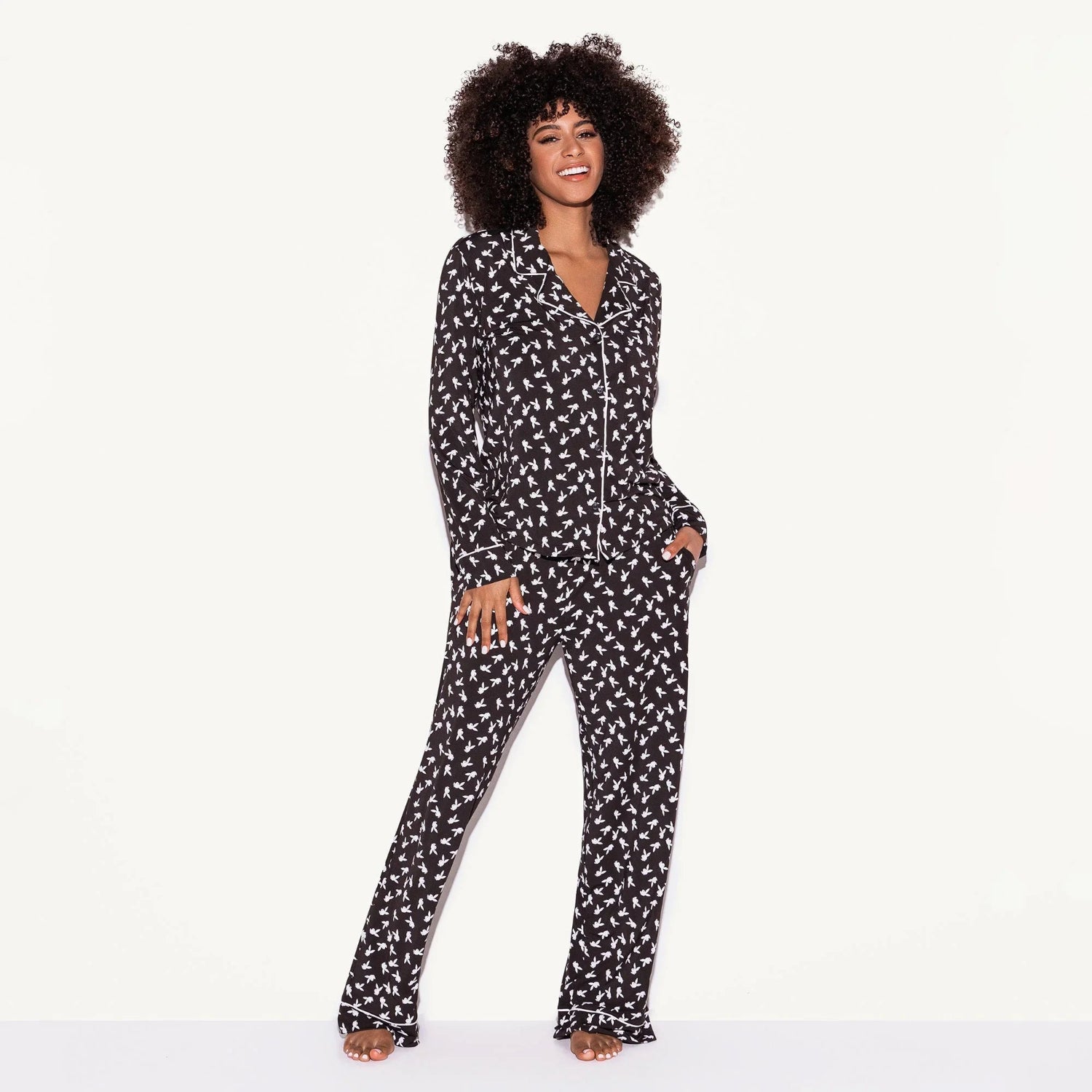 Playboy Slumber Bunny Pigiama Nero Modal