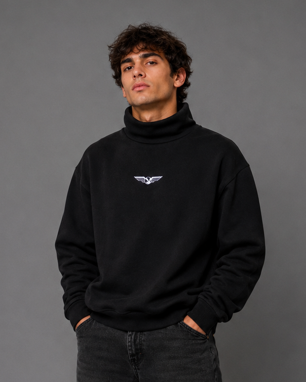 Playboy Aviation Wings felpa collo alto senape cotone
