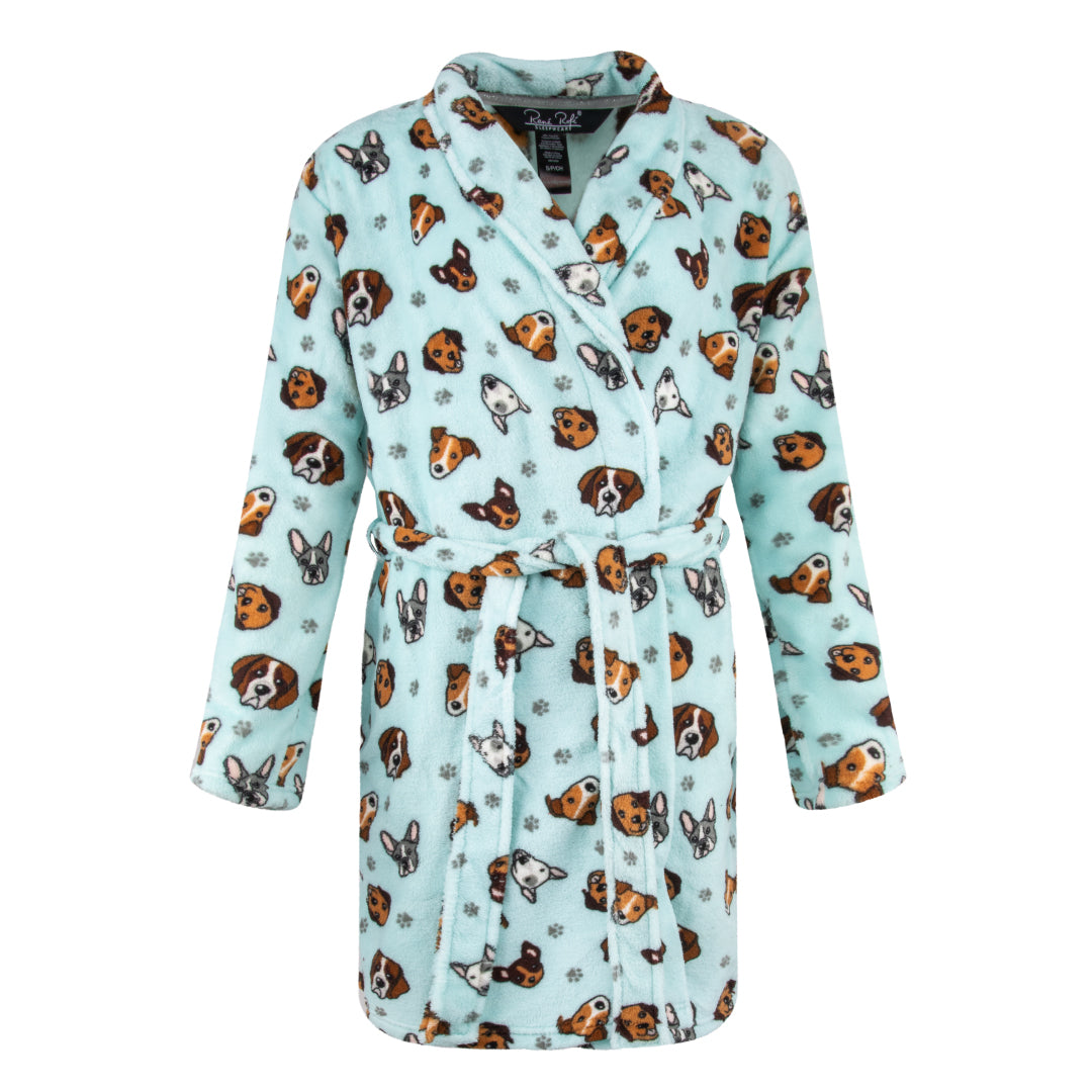 René Rofé vestaglia pile 91 cm leopardata grigia