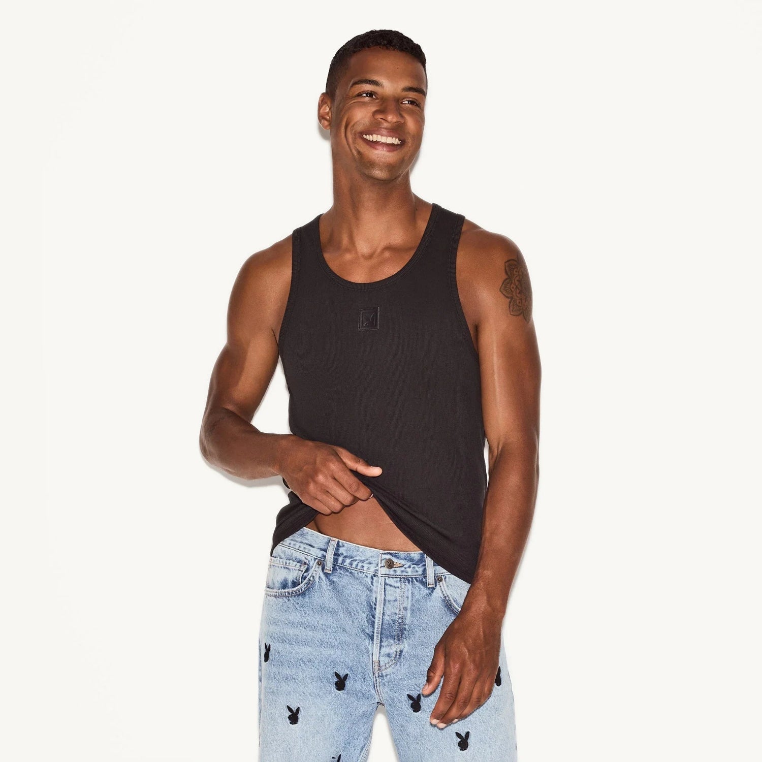 Playboy Essentials Rib canotta nera modal