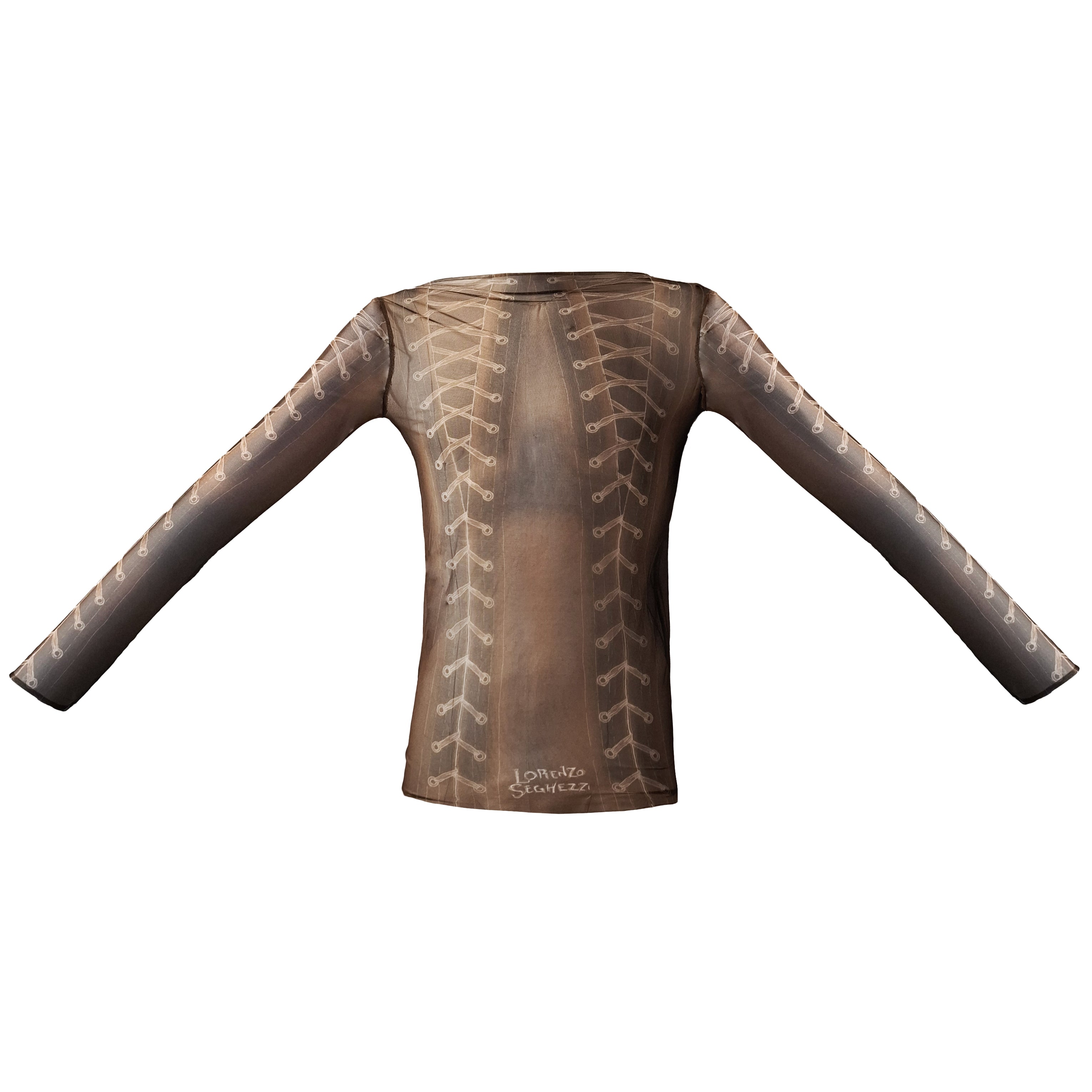 Lorenzo Seghezzi Corset Print top mesh dark M