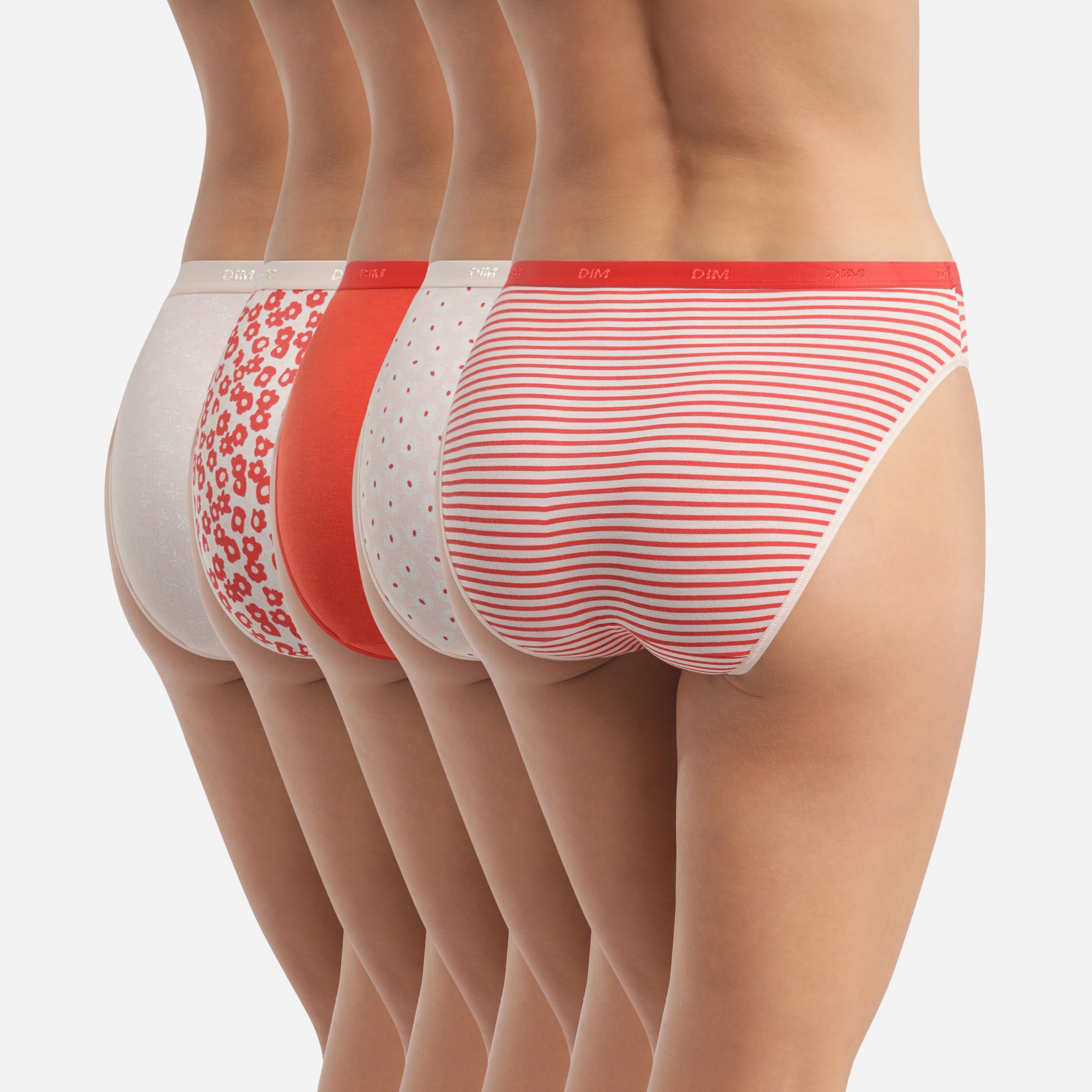 DIM Les Pockets slip cotone donna x5 rosso rosa bianco S