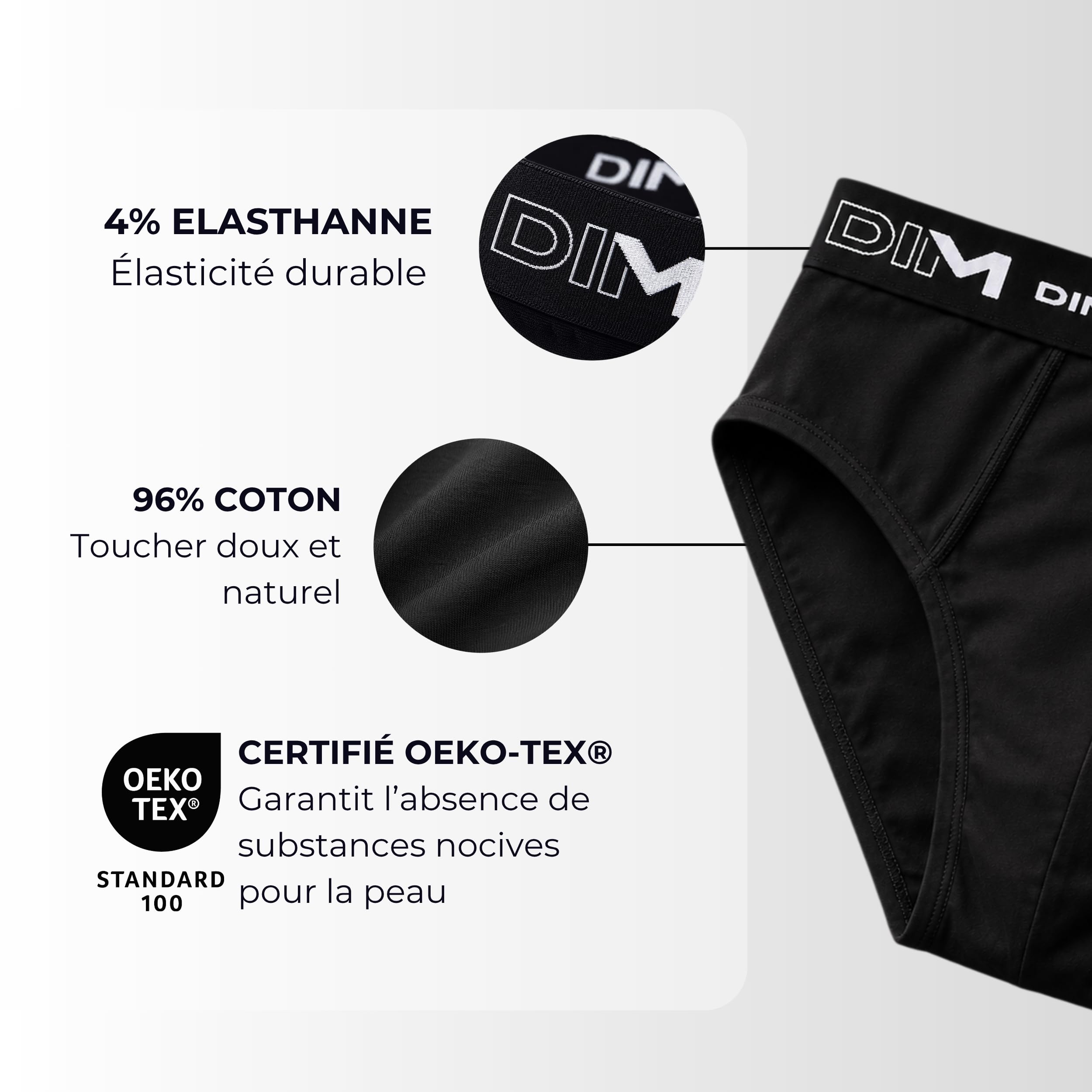 DIM Slip Uomo Cotone Elasticizzato 6 Pezzi Nero Grigio