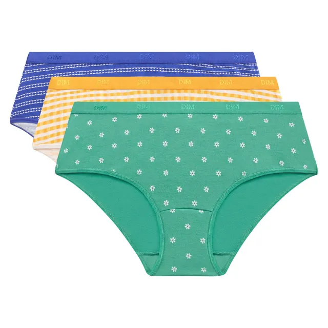DIM Pockets culotte cotone donna x3 blu verde arancio S