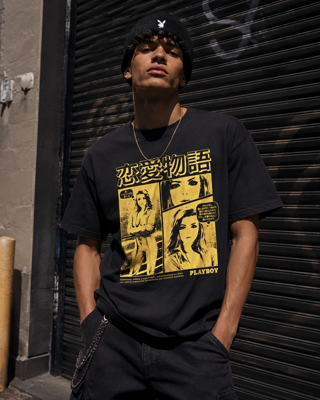 Playboy Love Story t-shirt nera cotone unisex