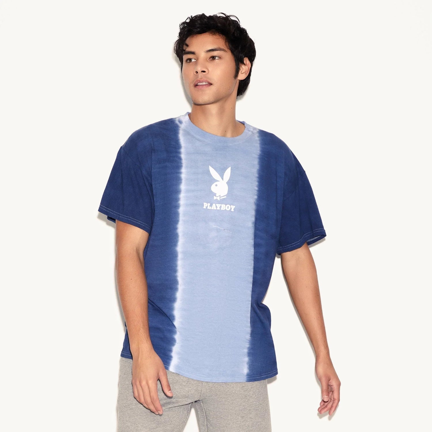 Playboy Logo Vertical Tie-Dye t-shirt blu cotone