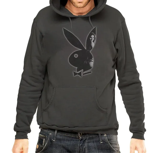 Playboy Bunny Shadow felpa cappuccio nera pile morbido