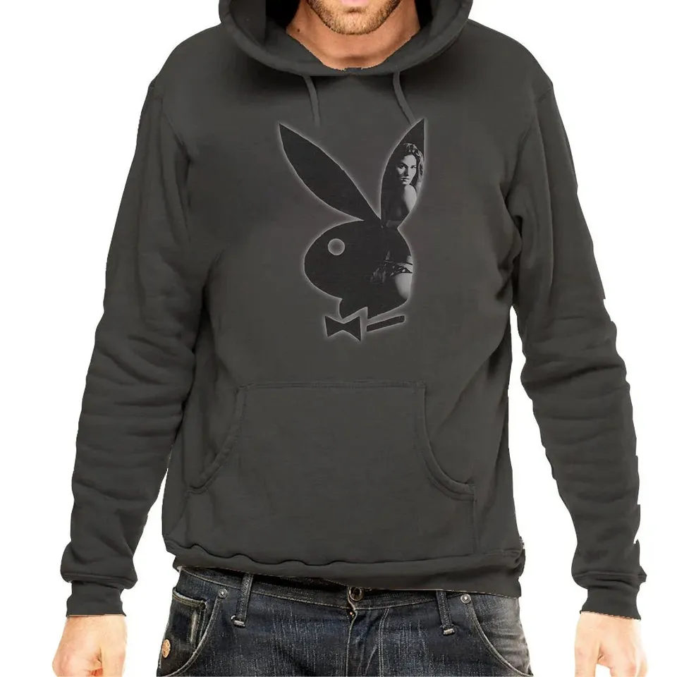 Playboy Bunny Shadow felpa cappuccio nera pile morbido