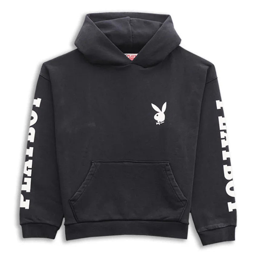 Playboy Wild West felpa cappuccio unisex bianca cotone