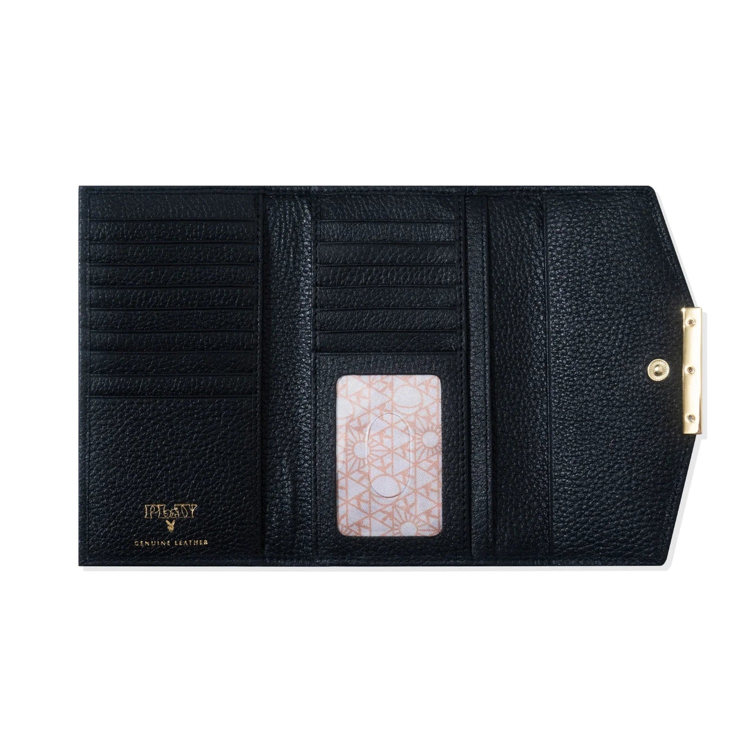 Playboy Trifold Wallet portafoglio pelle nero oro