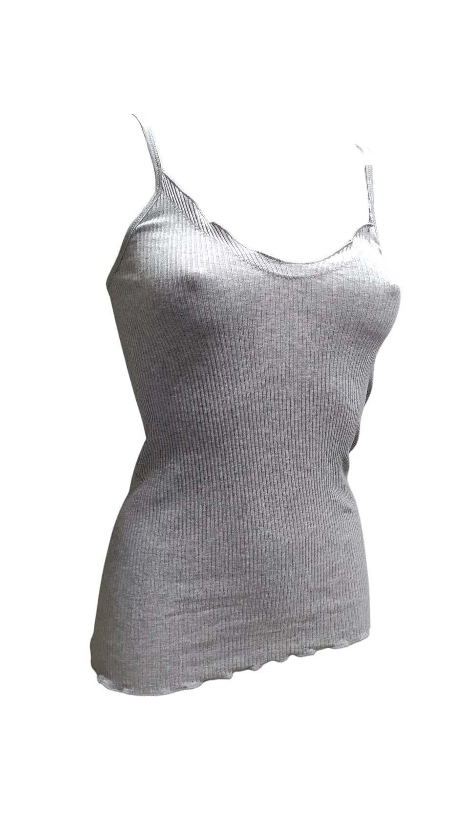 Egi Basic Cotton Top Cotone Plissé Grigio Orlo Lattuga
