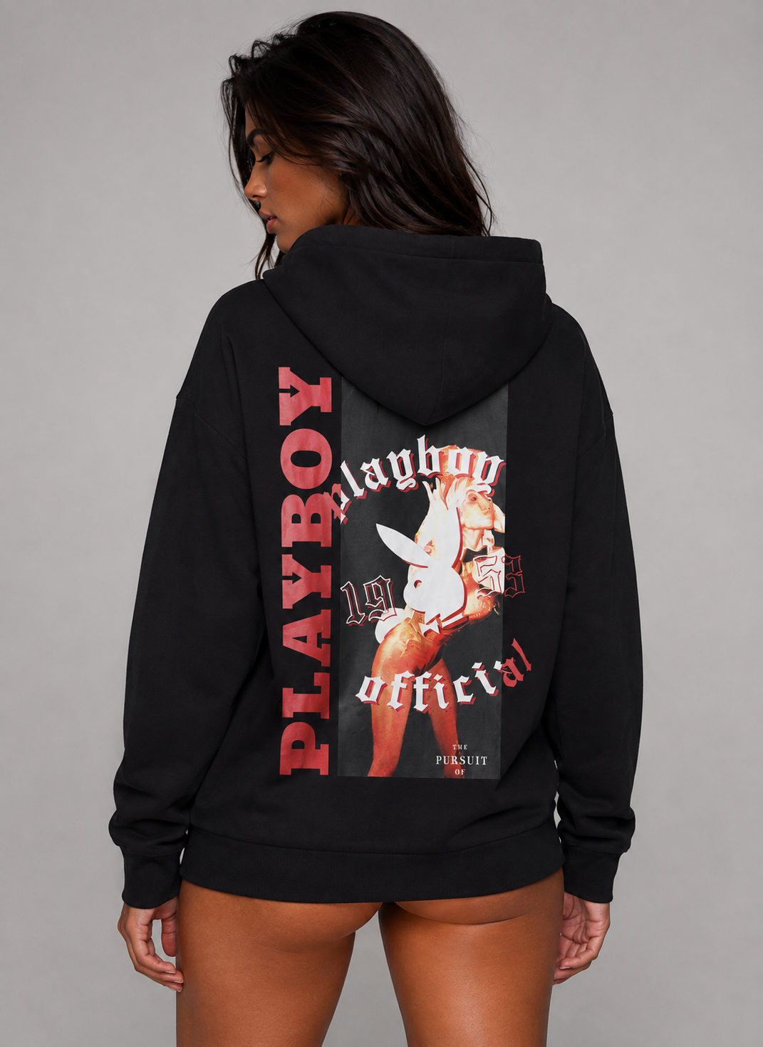 Playboy Bunny Hoodie felpa cappuccio grigia