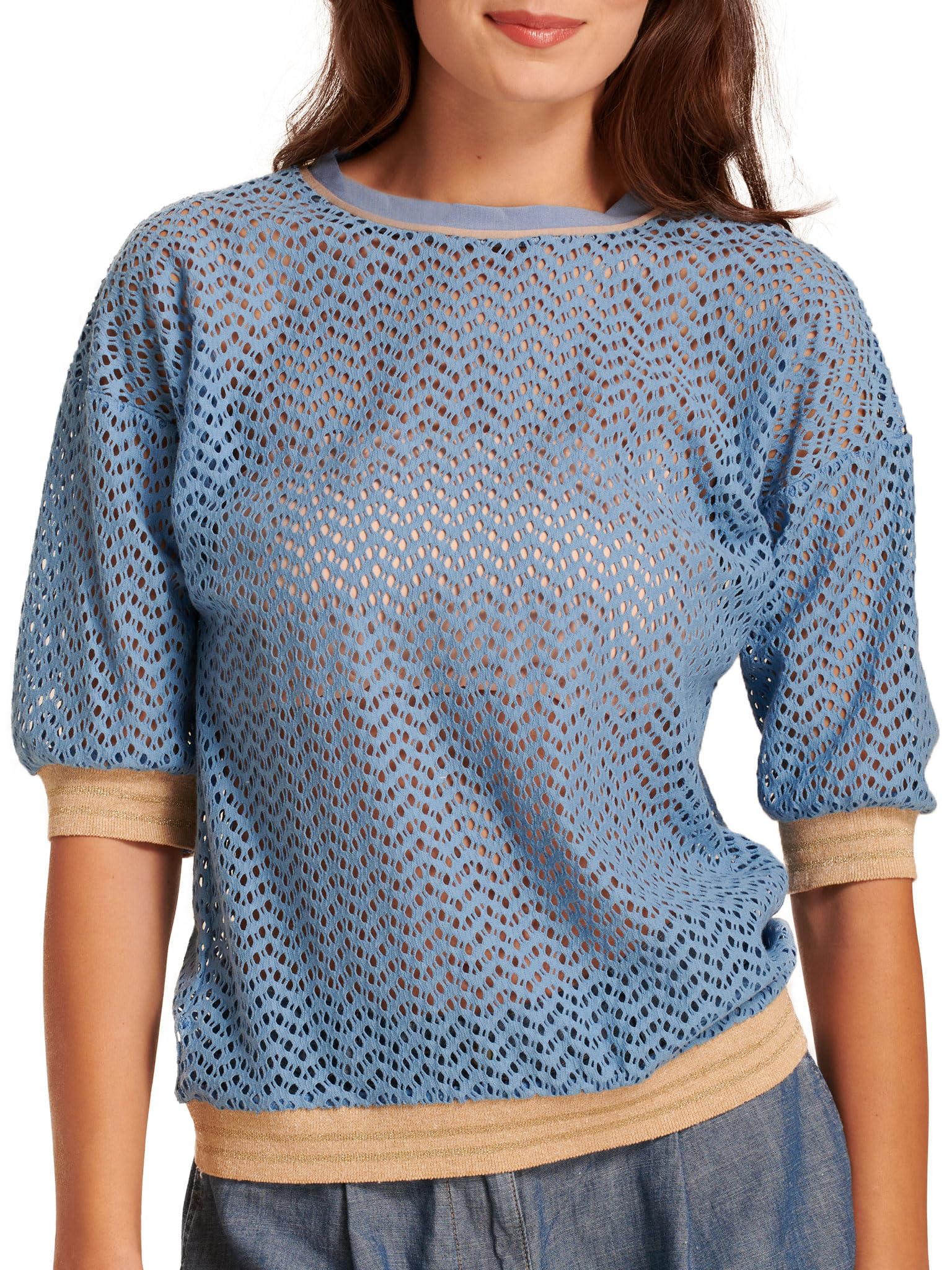 Egi 5015 maglietta donna cotone traforato mezza manica