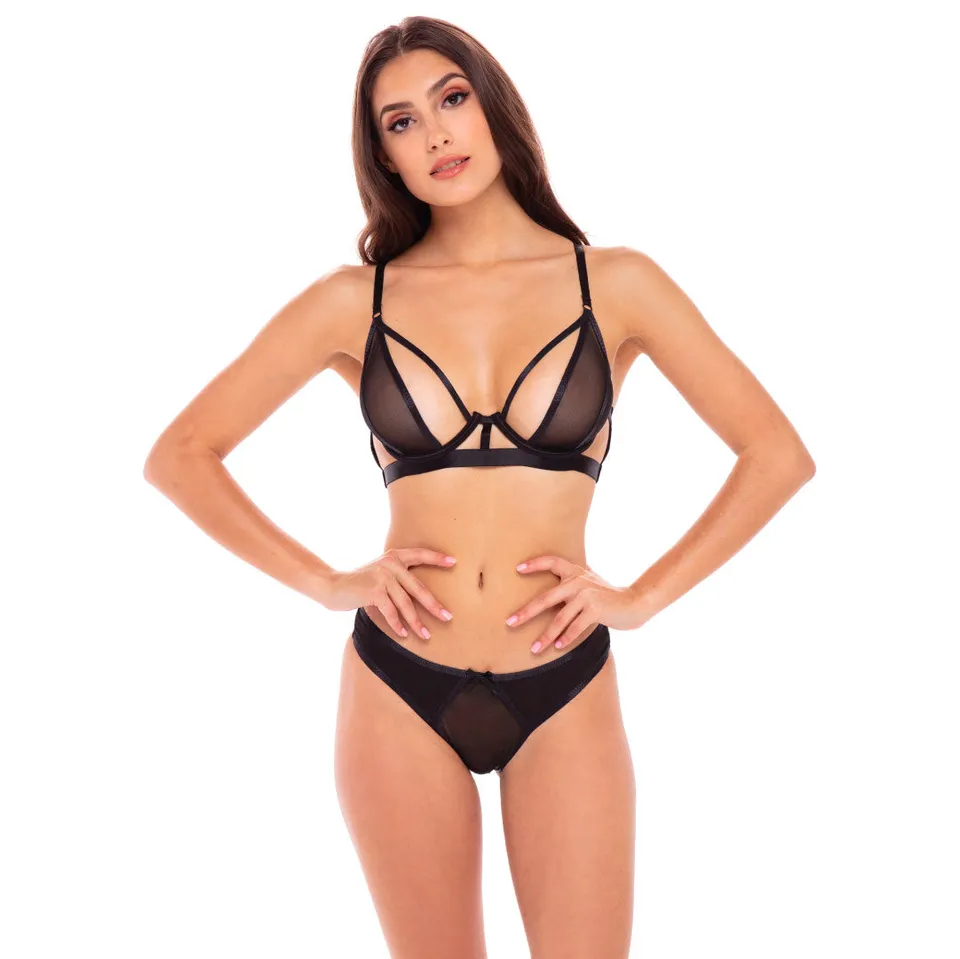 René Rofé New in Town completino 2 pezzi nero S/M velato