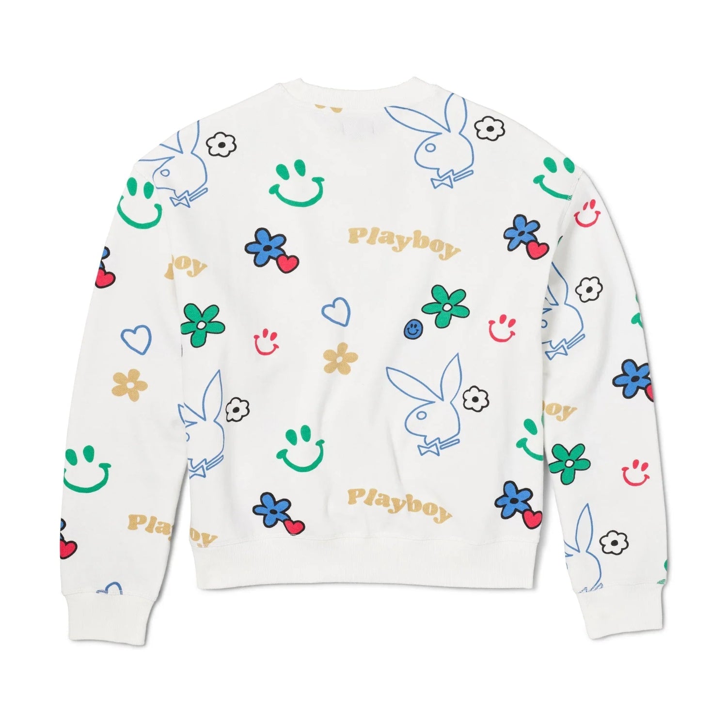 Playboy Doodle felpa girocollo bianca vestibilita comoda