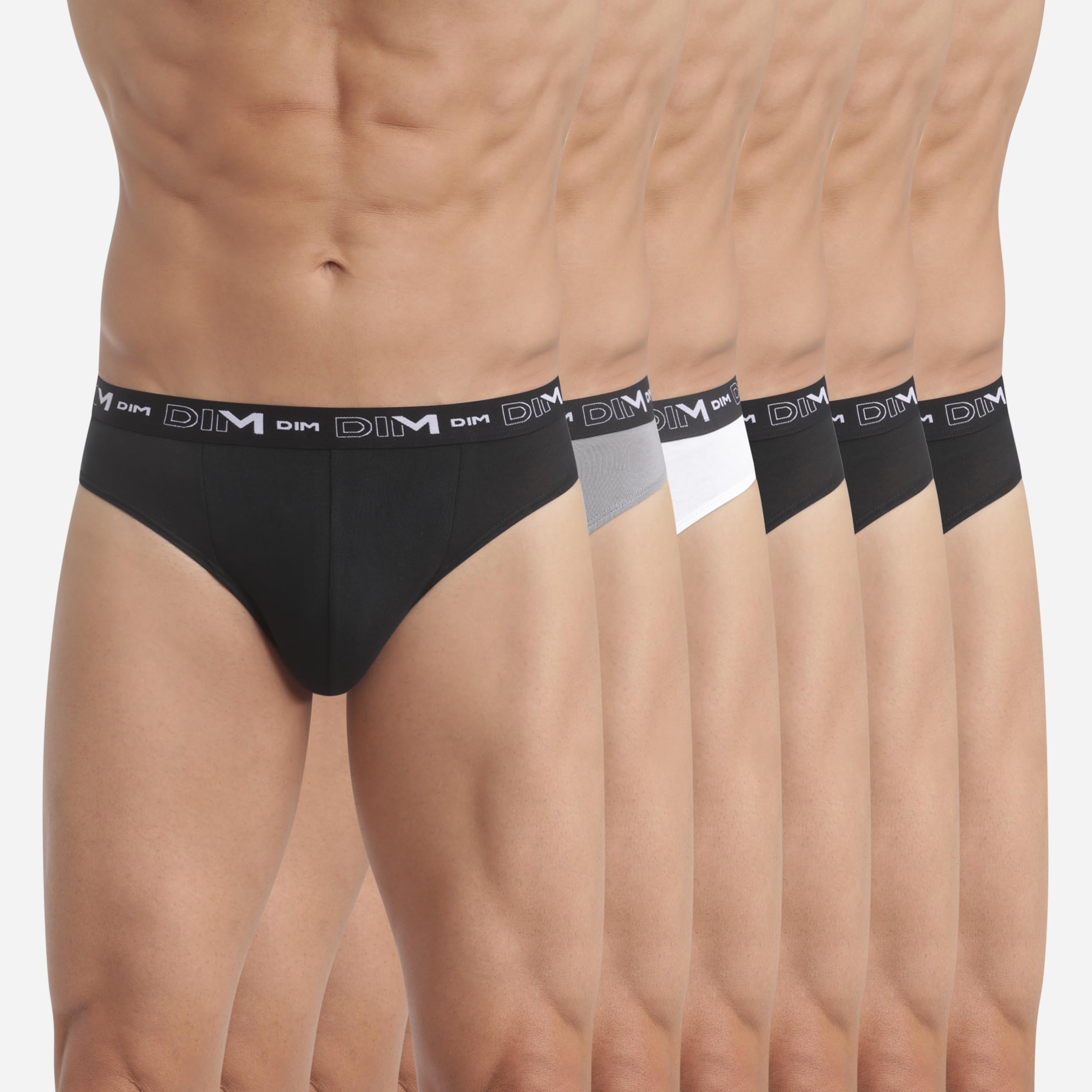 DIM Slip Uomo Cotone Elasticizzato 6 Pezzi Nero Grigio