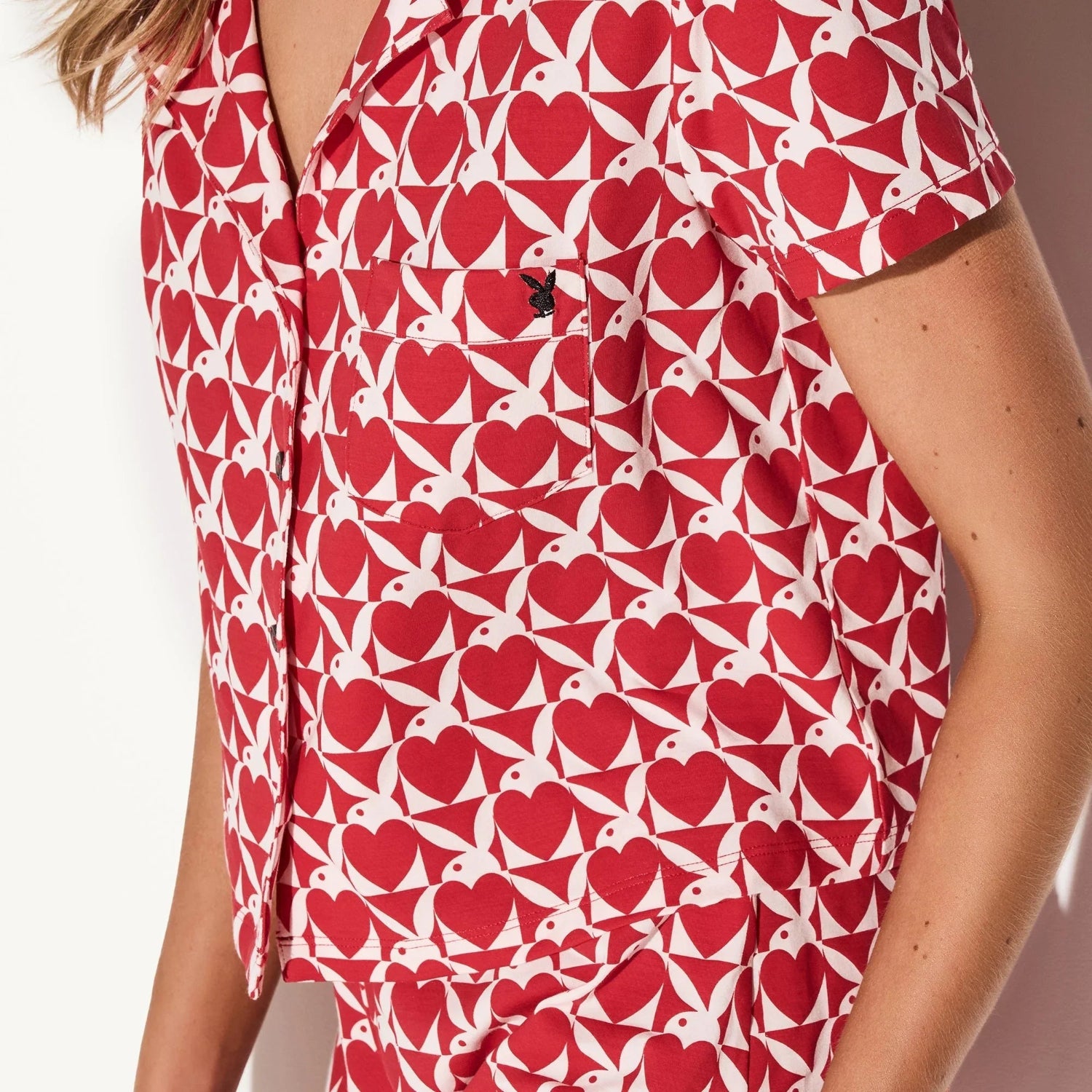Playboy Slumber Party pigiama rosso modal shorts